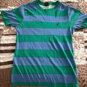 Nautica Kids Green and Blue Striped T-Shirt